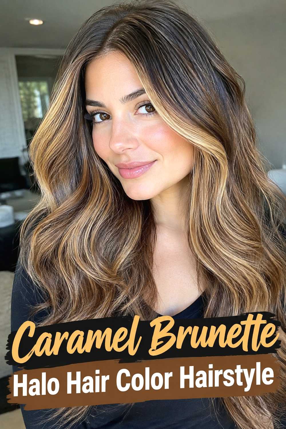 3. Caramel Brunette Halo Hair Color Hairstyle