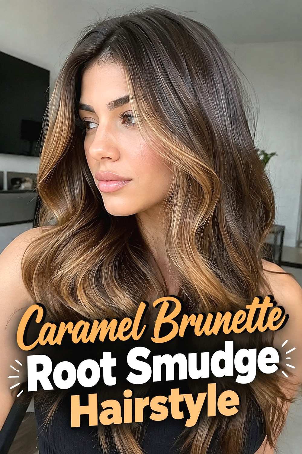 3. Caramel Brunette Root Smudge Hairstyle