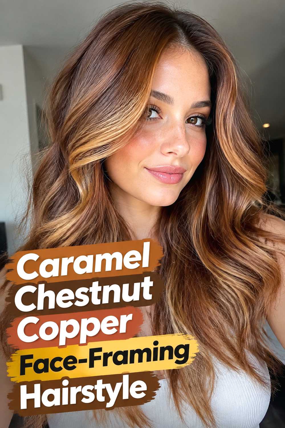 5. Caramel Chestnut Copper Face Framing Hairstyle
