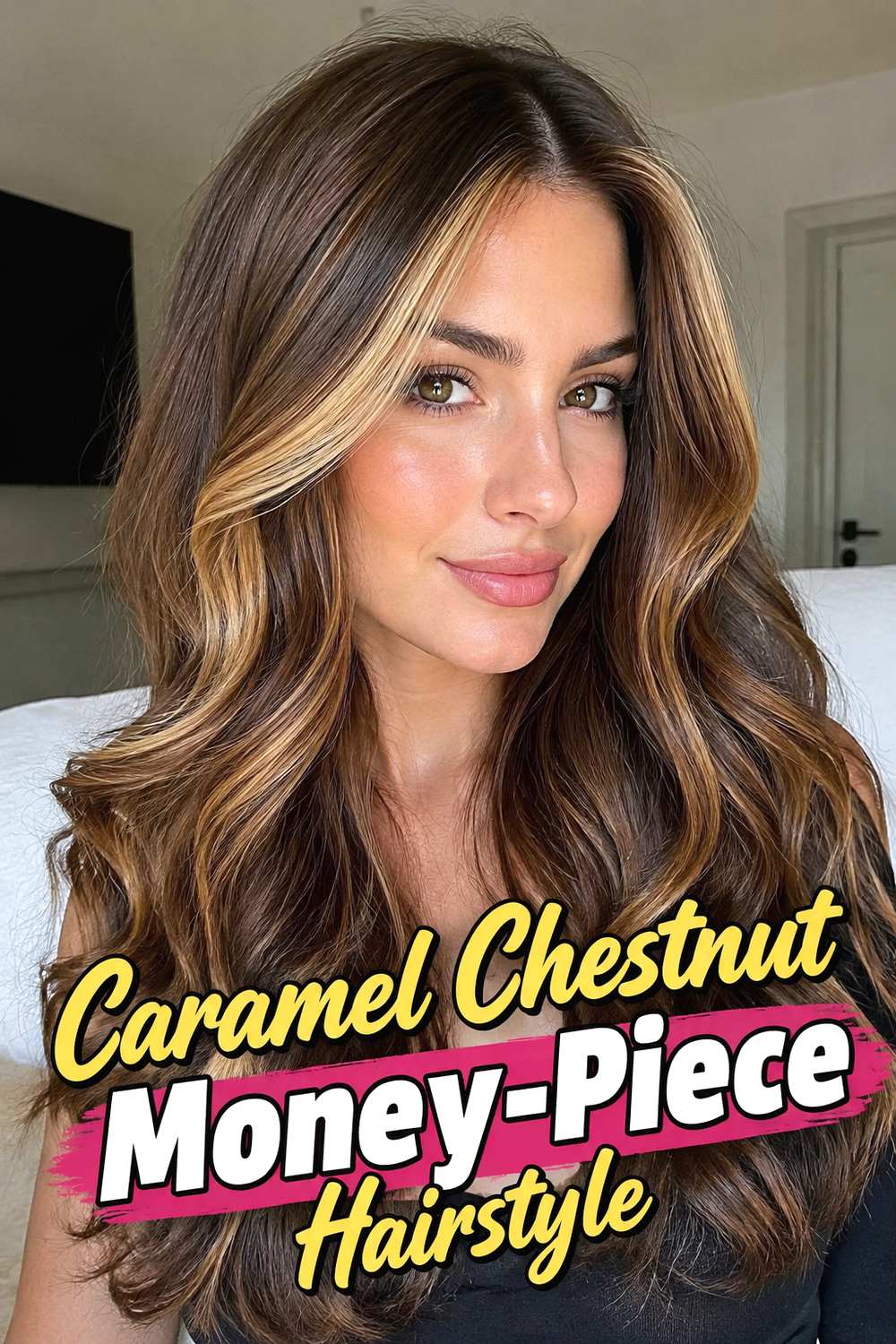 Caramel Chestnut Money-Piece Hairstyle