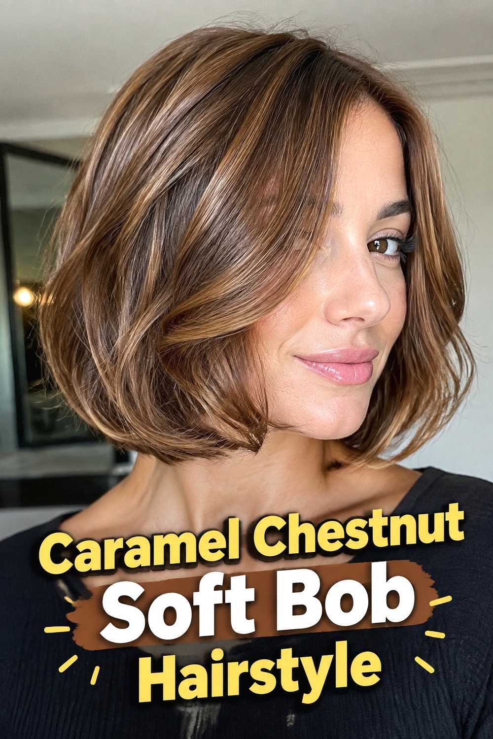 13. Caramel Chestnut Soft Bob Hairstyle