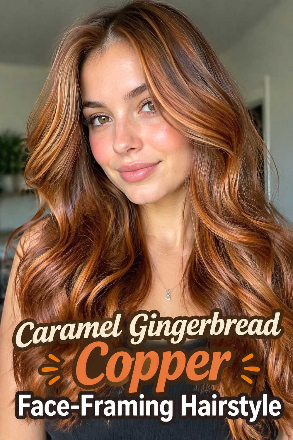 5. Caramel Gingerbread Copper Face Framing Hairstyle