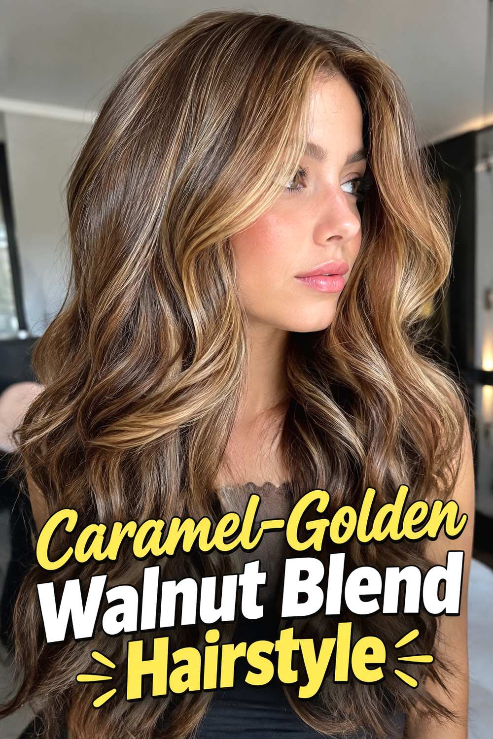 10. Caramel Golden Walnut Blend Hairstyle