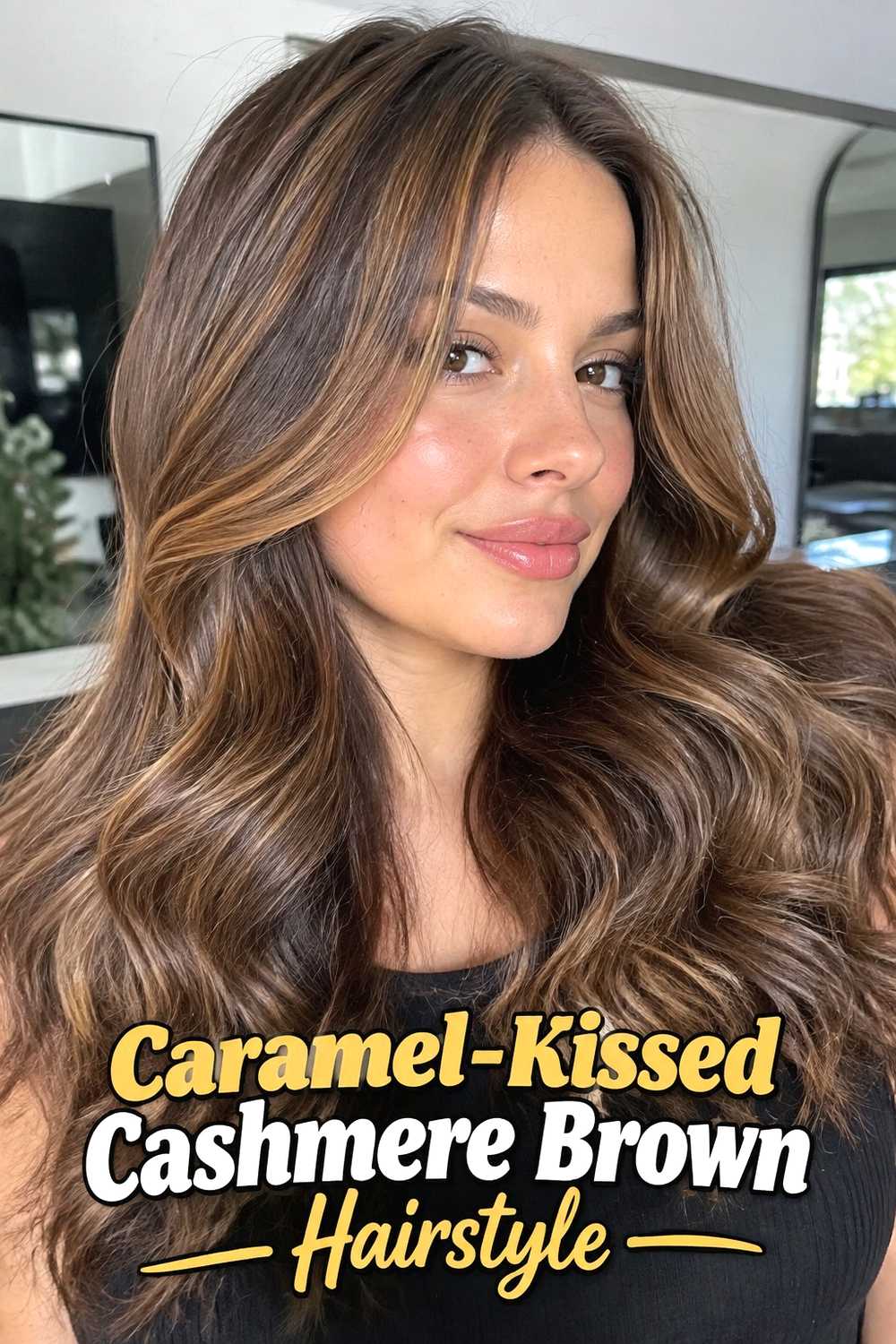 8. Caramel Kissed Cashmere Brown Hairstyle
