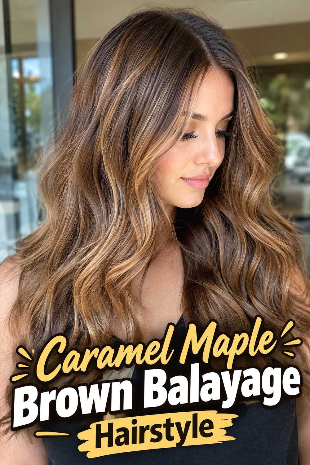 3. Caramel Maple Brown Balayage Hairstyle