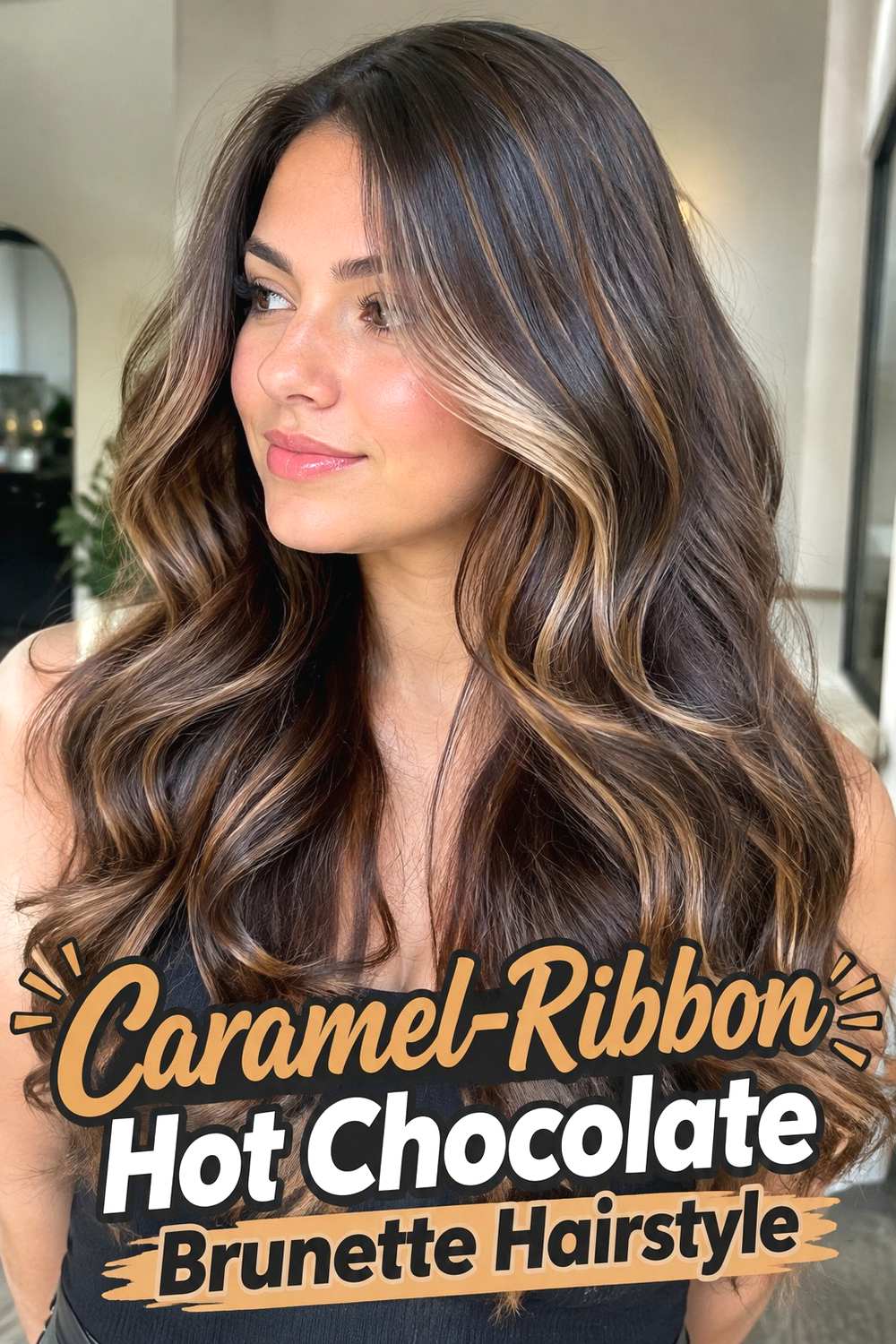 4. Caramel Ribbon Hot Chocolate Brunette Hairstyle