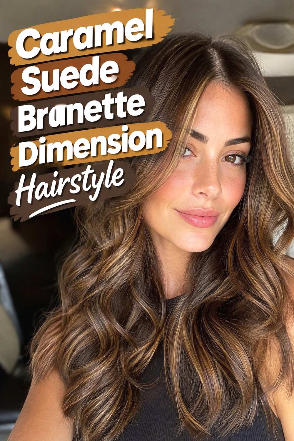 8. Caramel Suede Brunette Dimension Hairstyle