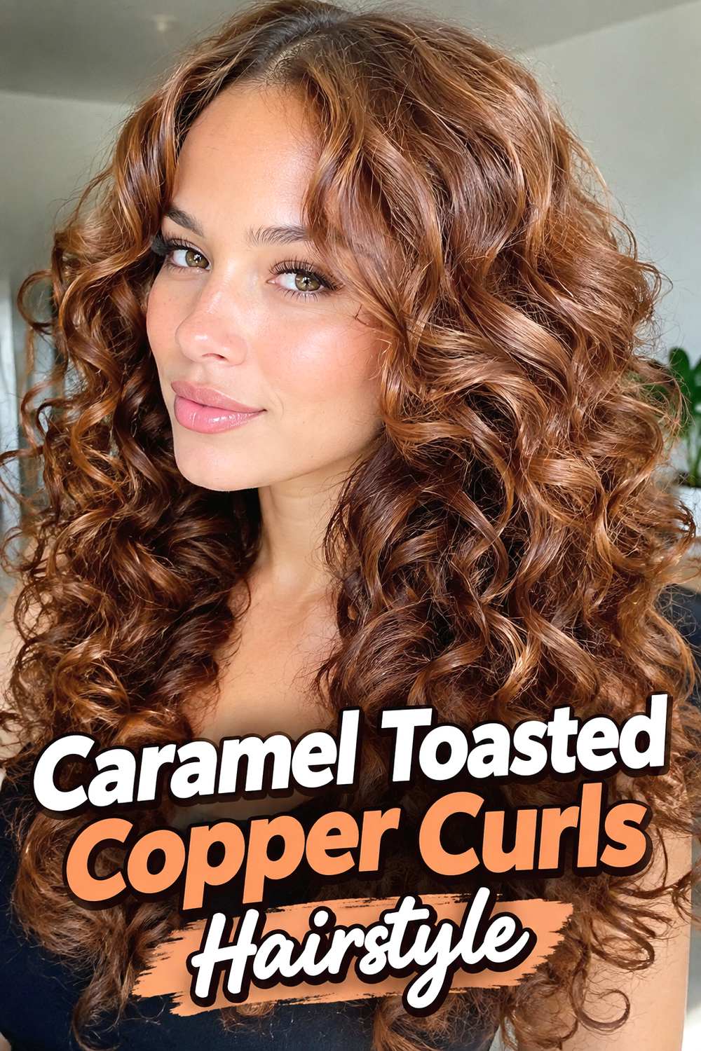 Caramel Toasted Copper Curls Hairstyle
