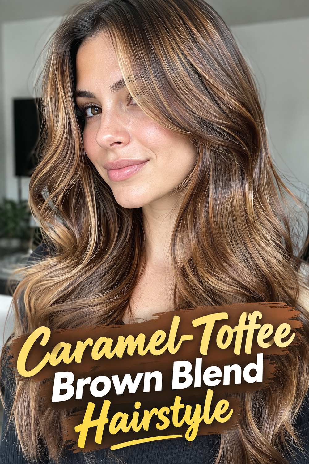 Caramel-Toffee Brown Blend Hairstyle