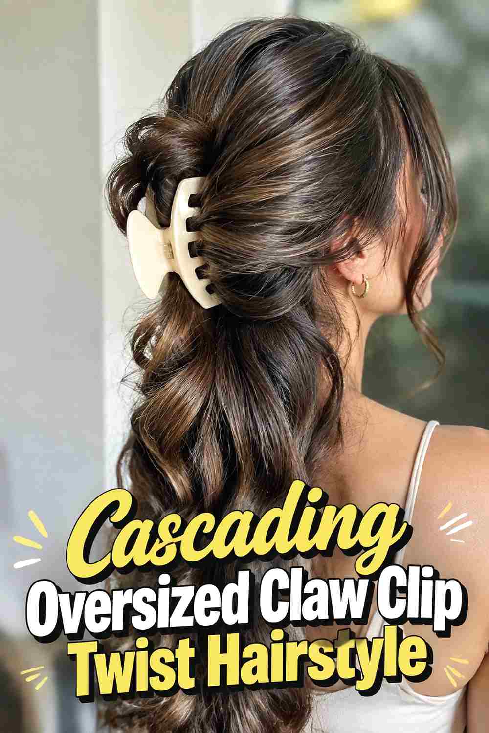 16. Cascading Oversized Claw Clip Twist Hairstyle