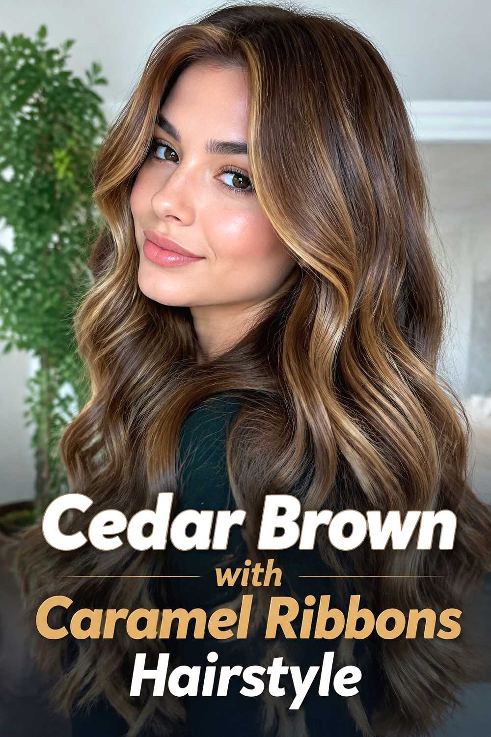 4. Cedar Brown With Caramel Ribbons Hairstyle