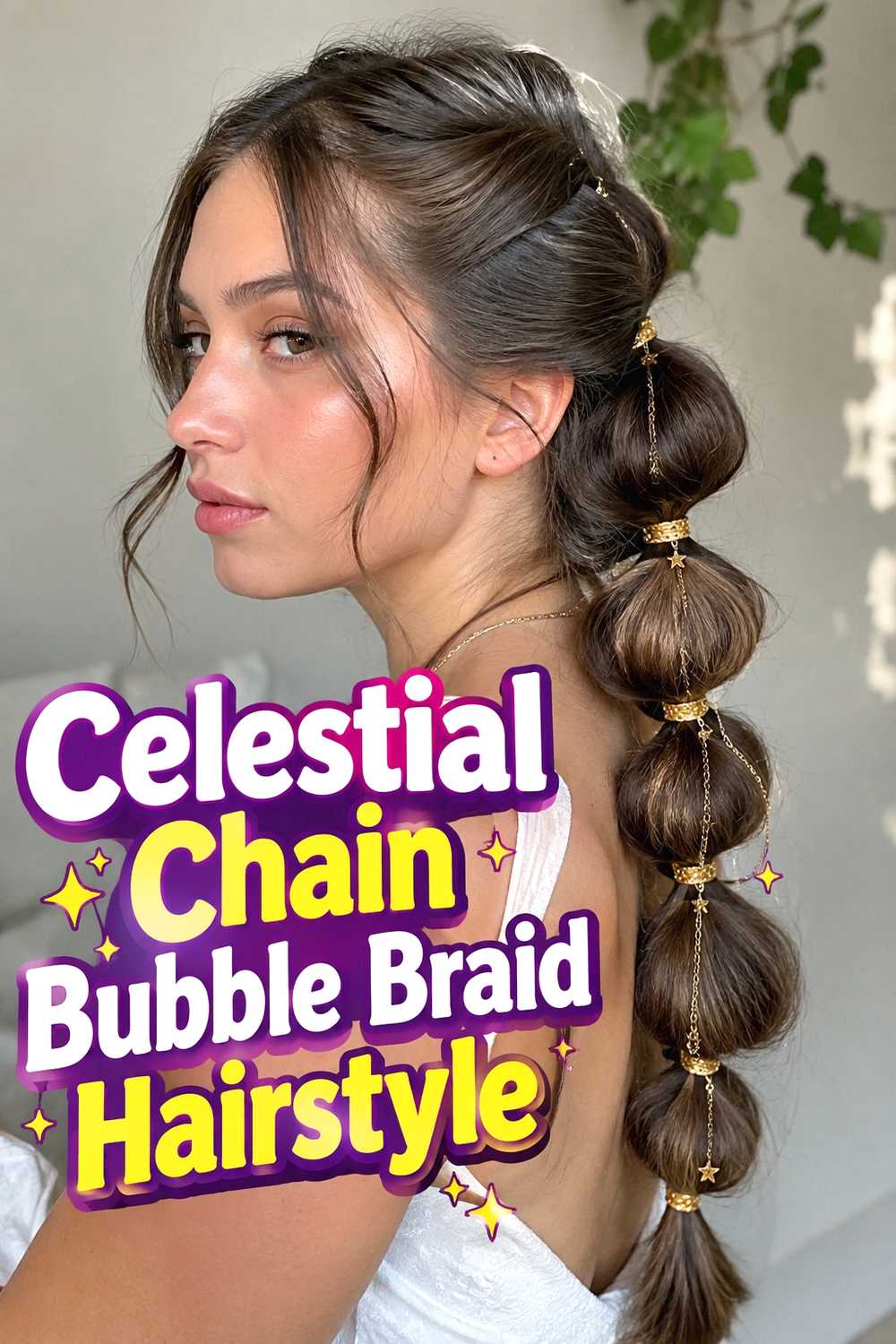 4. Celestial Chain Bubble Braid Hairstyle