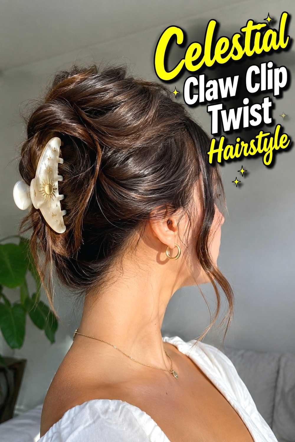 8. Celestial Claw Clip Twist Hairstyle
