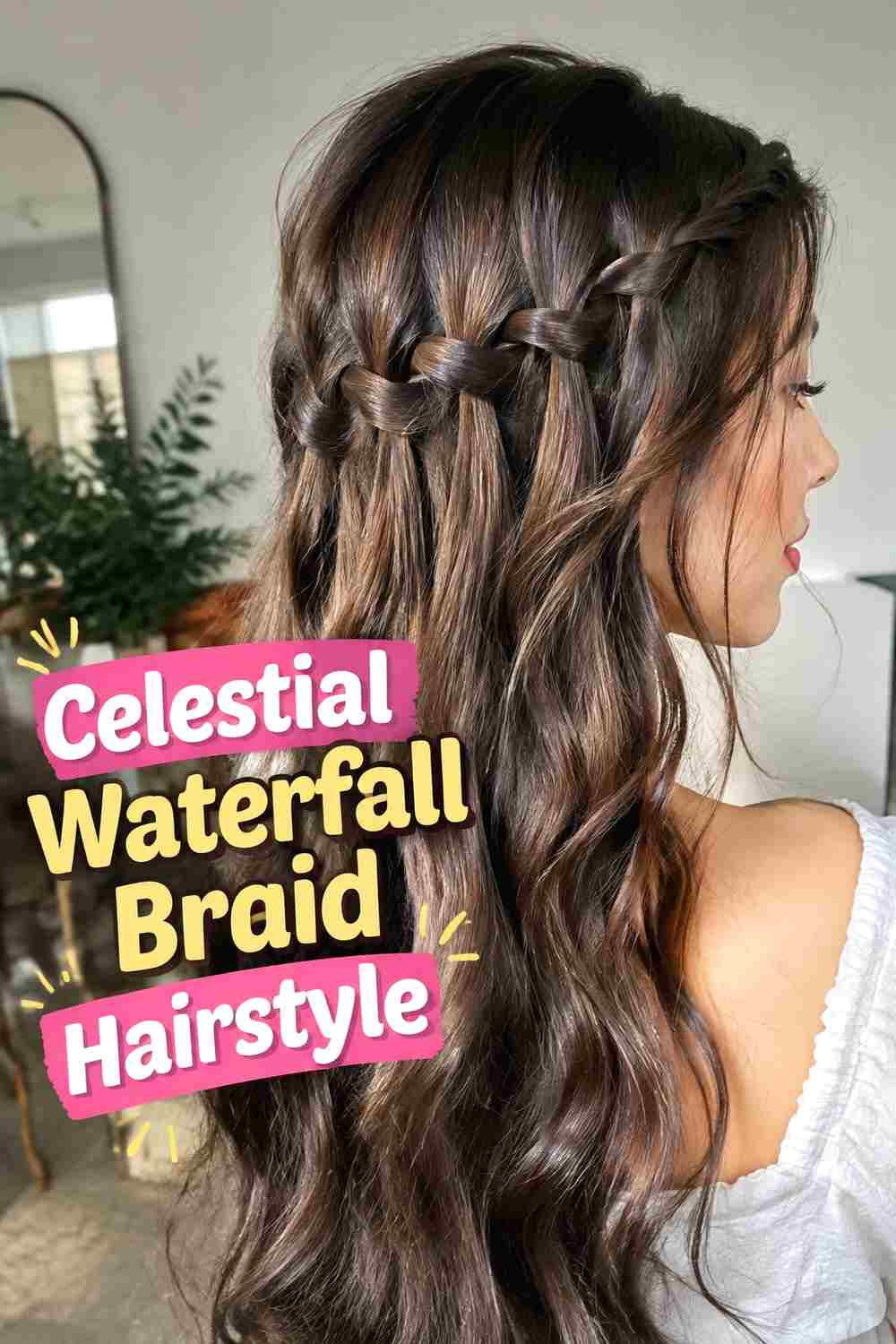 7. Celestial Waterfall Braid Hairstyle