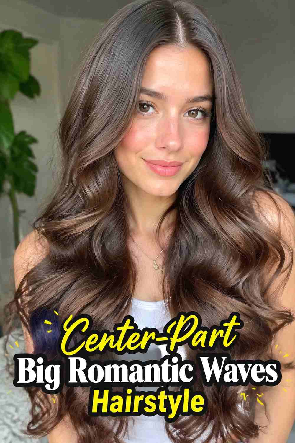 3. Center Part Big Romantic Waves Hairstyle