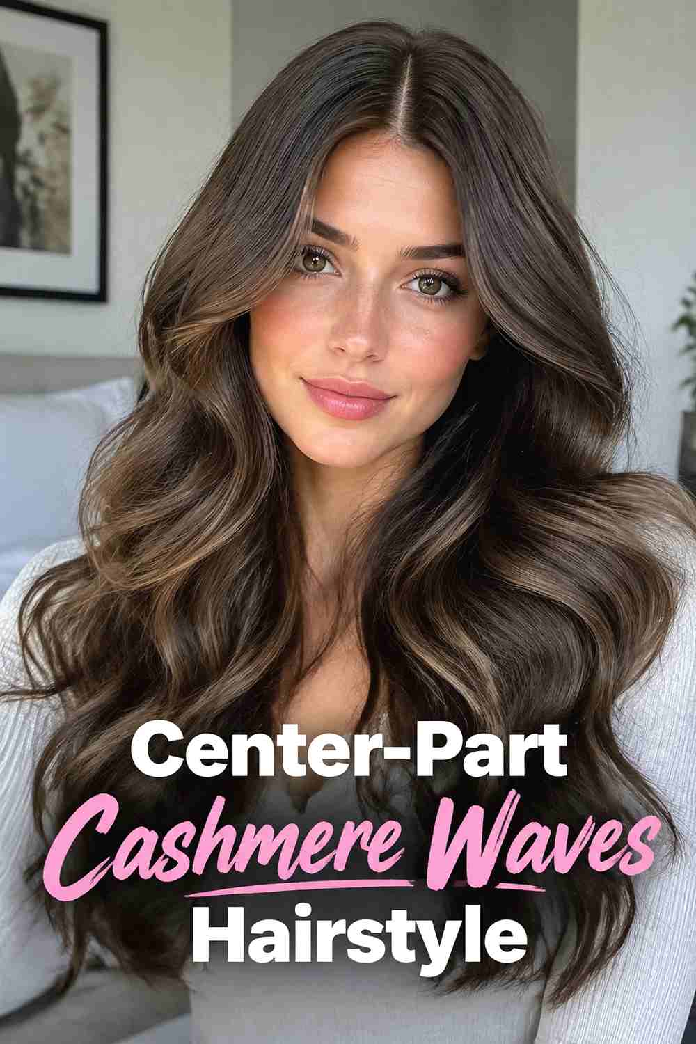 2. Center Part Cashmere Waves Hairstyle