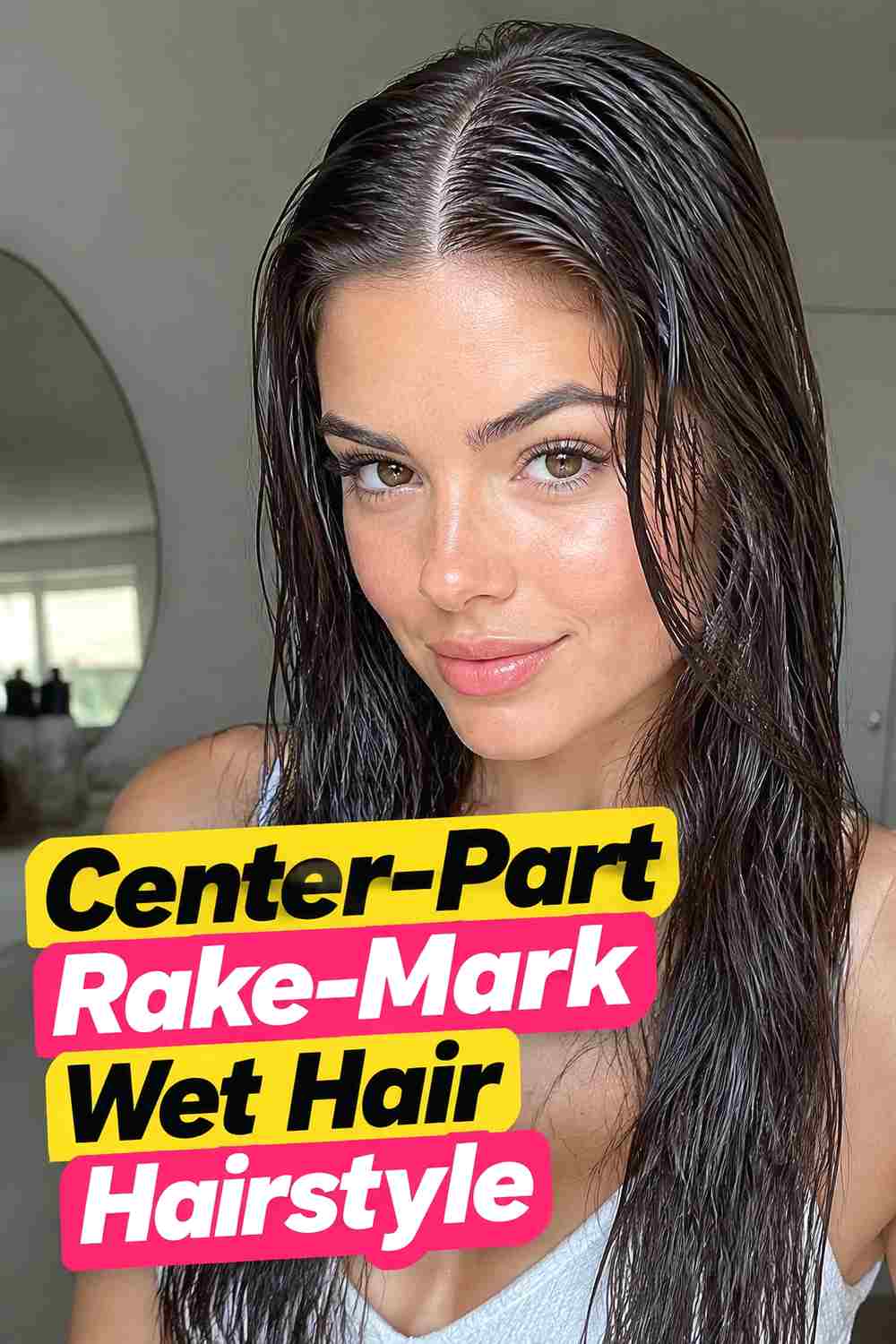 2. Center Part Rake Mark Wet Hair Hairstyle