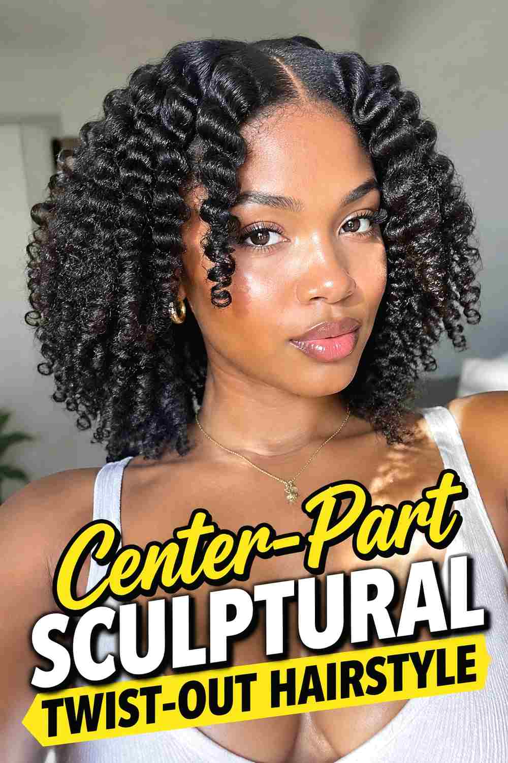 8. Center Part Sculptural Twist Out Hairstyle