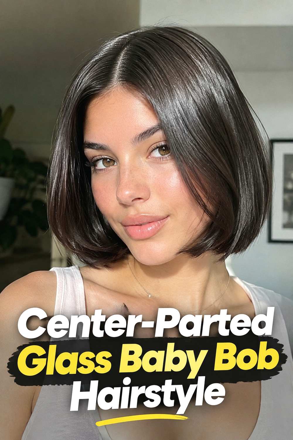 4. Center Parted Glass Baby Bob Hairstyle