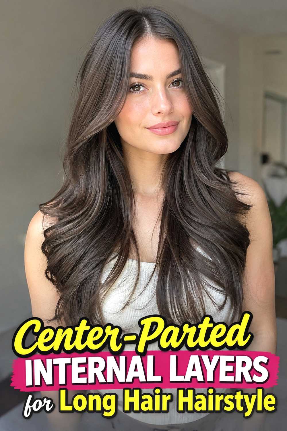 7. Center Parted Internal Layers For Long Hair Hairstyle