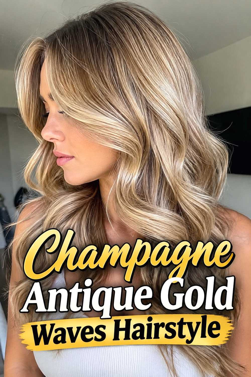 2. Champagne Antique Gold Waves Hairstyle