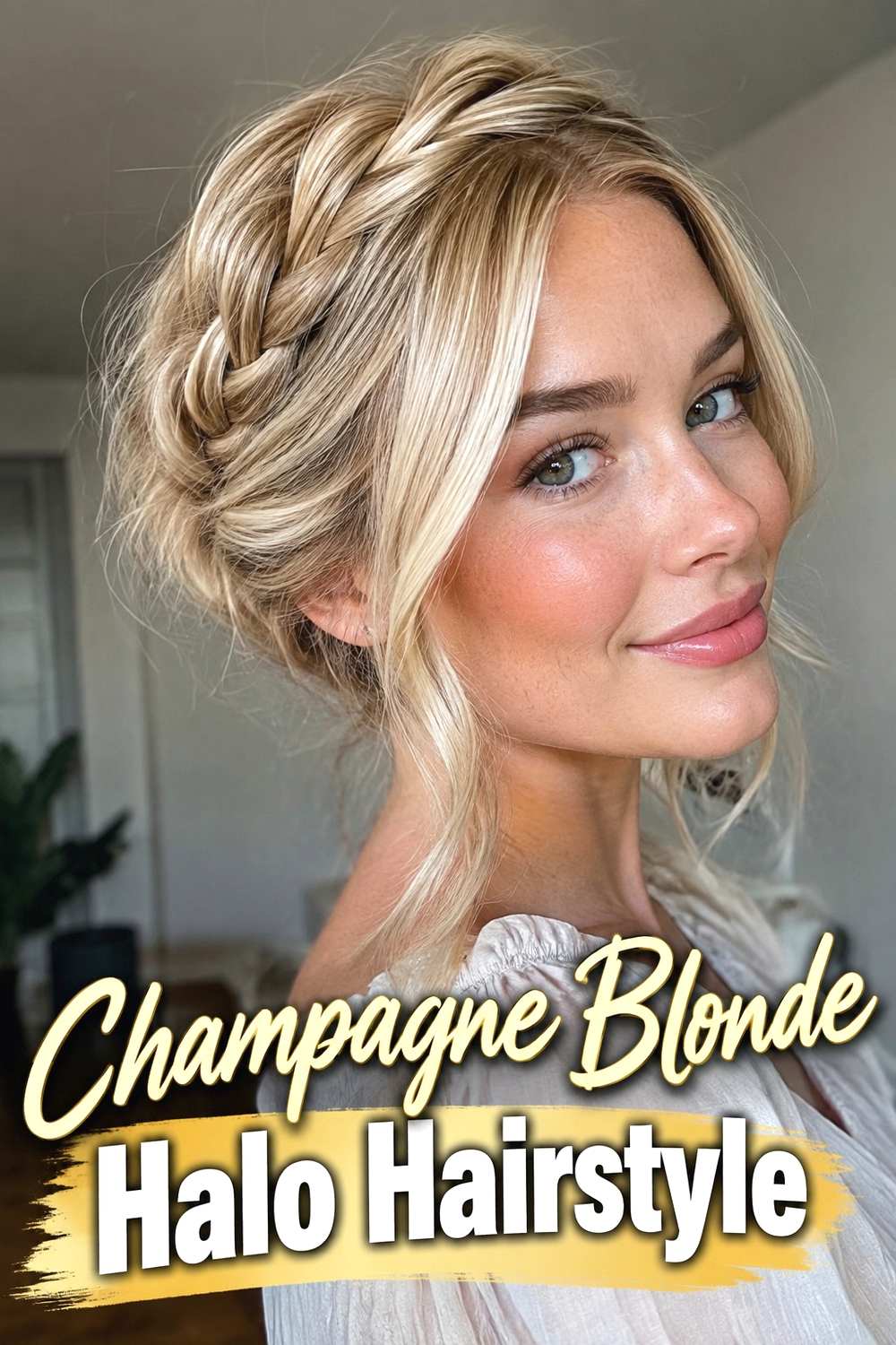 12. Champagne Blonde Halo Hairstyle