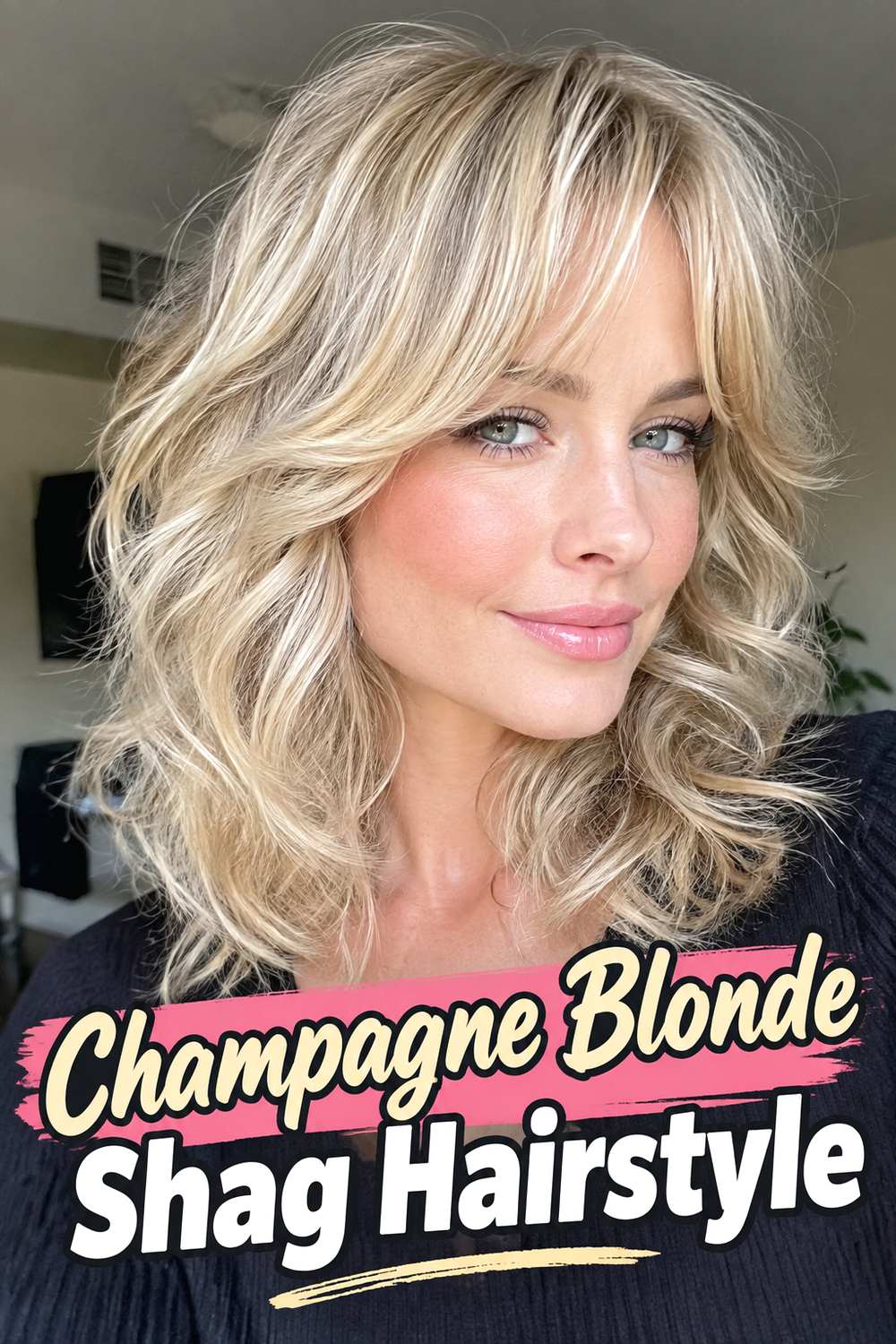 Champagne Blonde Shag Hairstyle