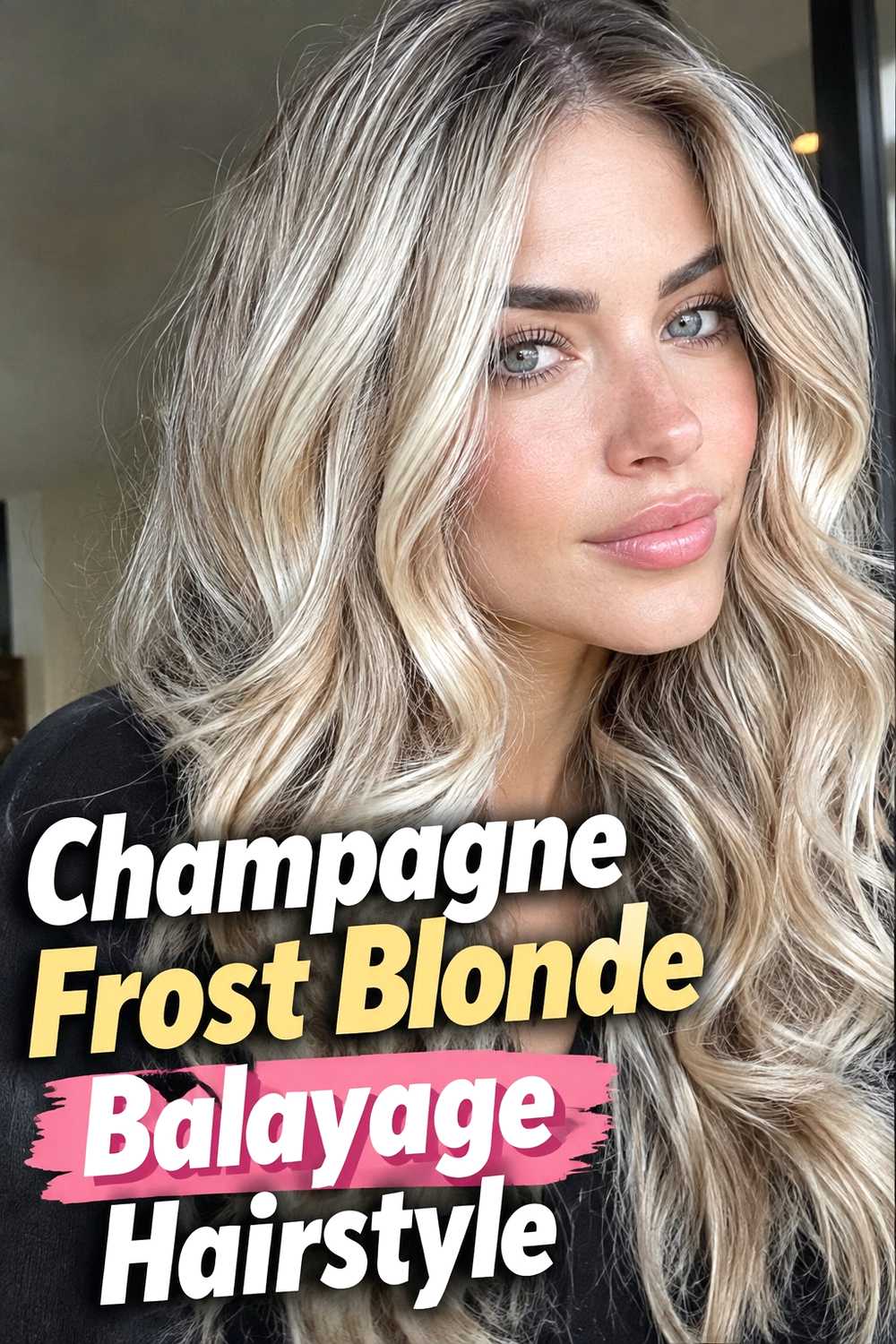 1. Champagne Frost Blonde Balayage Hairstyle