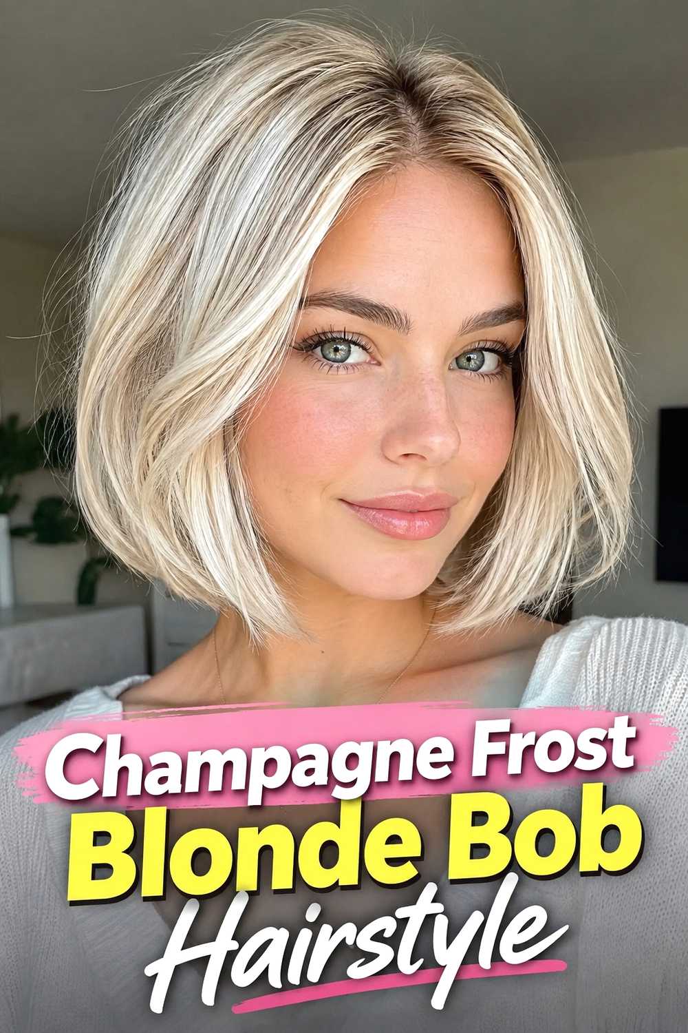 2. Champagne Frost Blonde Bob Hairstyle