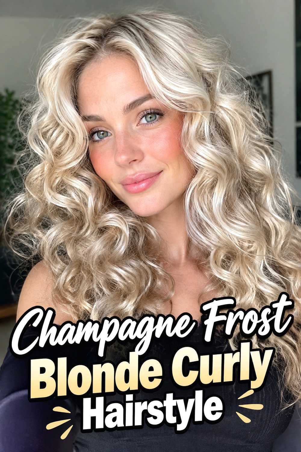10. Champagne Frost Blonde Curly Hairstyle