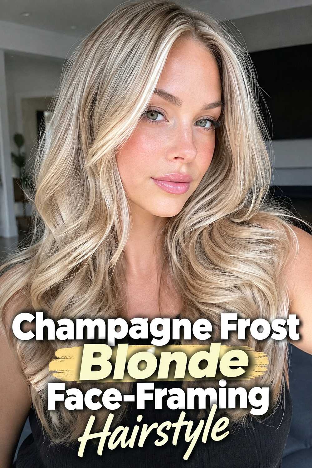 11. Champagne Frost Blonde Face Framing Hairstyle