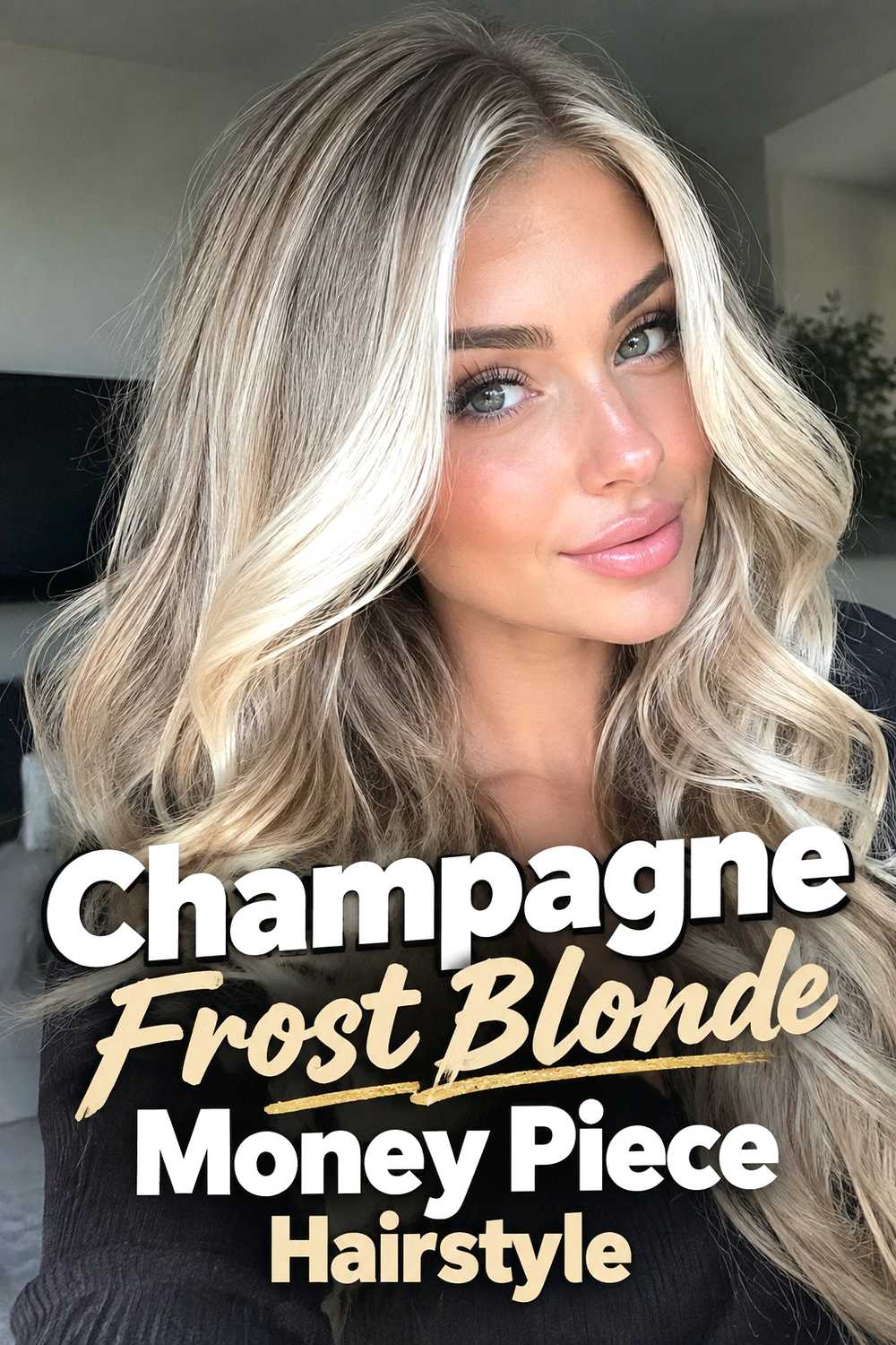 5. Champagne Frost Blonde Money Piece Hairstyle