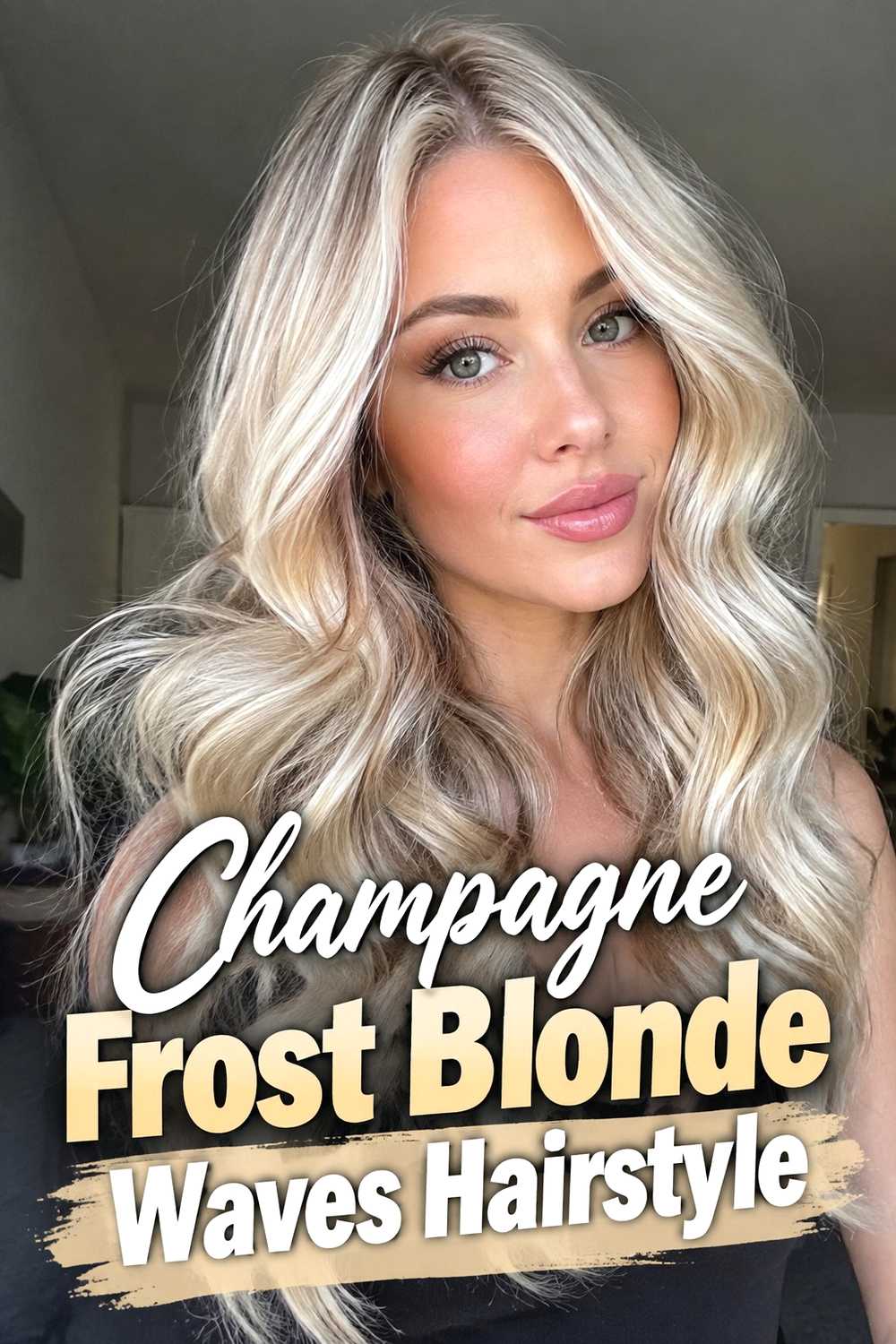3. Champagne Frost Blonde Waves Hairstyle