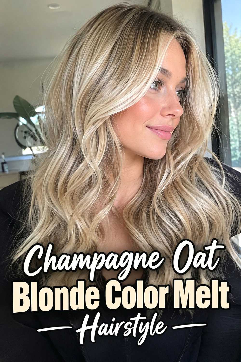 14. Champagne Oat Blonde Color Melt Hairstyle