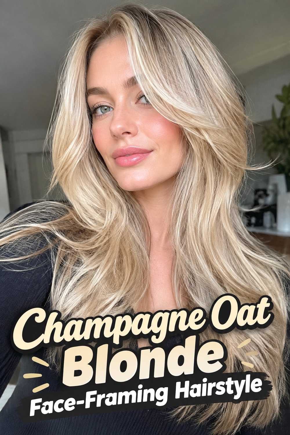 8. Champagne Oat Blonde Face Framing Hairstyle