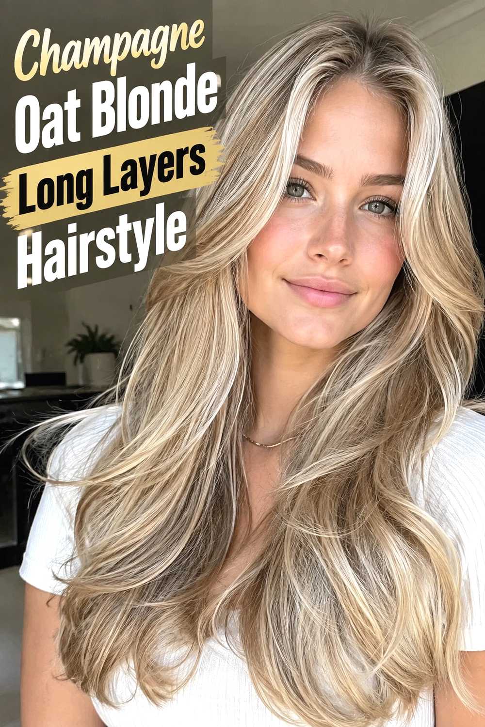 15. Champagne Oat Blonde Long Layers Hairstyle