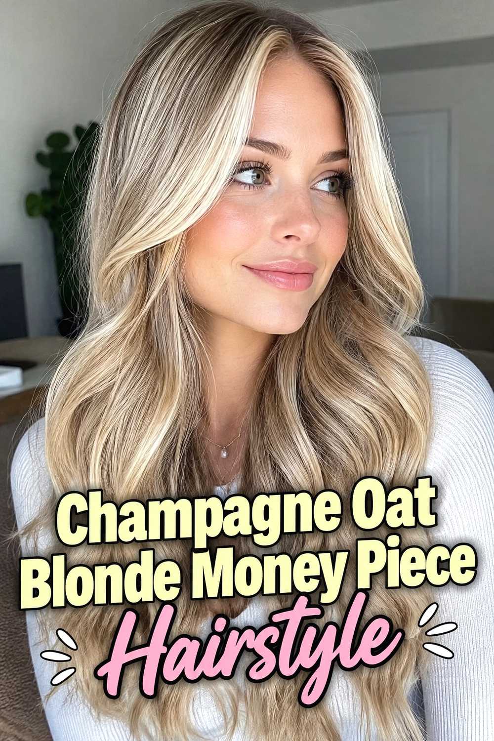 3. Champagne Oat Blonde Money Piece Hairstyle