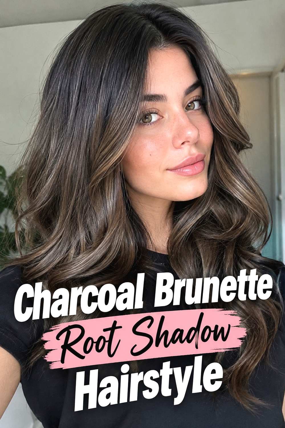3. Charcoal Brunette Root Shadow Hairstyle