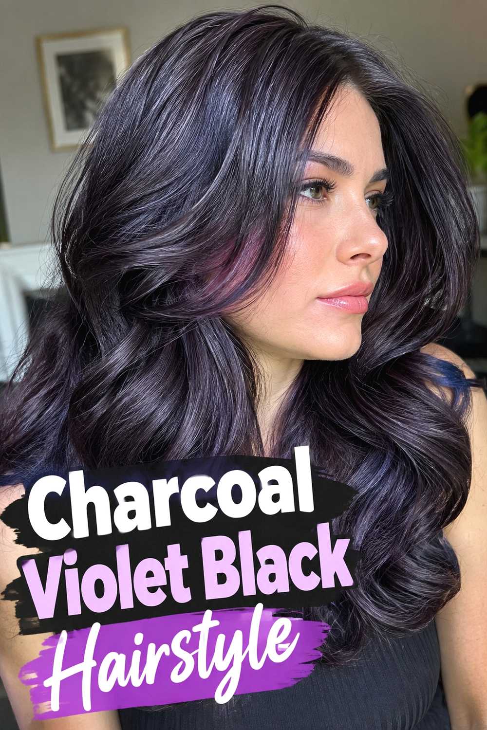 6. Charcoal Violet Black Hairstyle