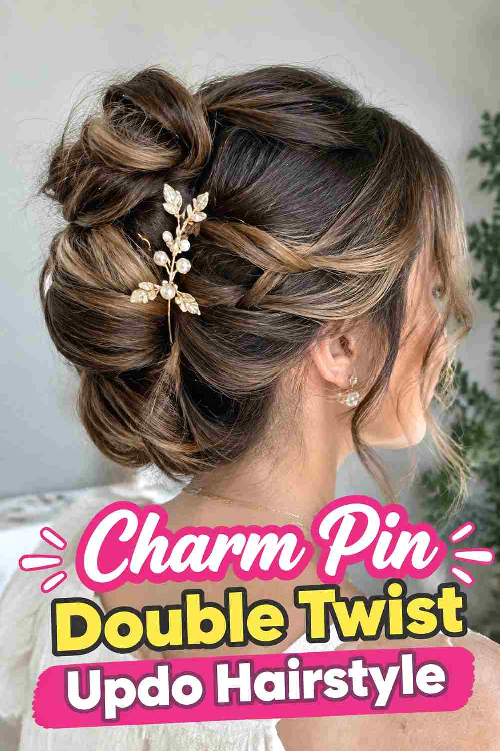 16. Charm Pin Double Twist Updo Hairstyle