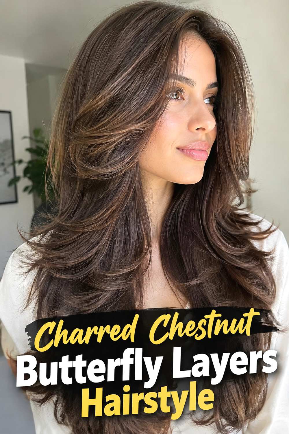 Charred Chestnut Butterfly Layers Hairstyle