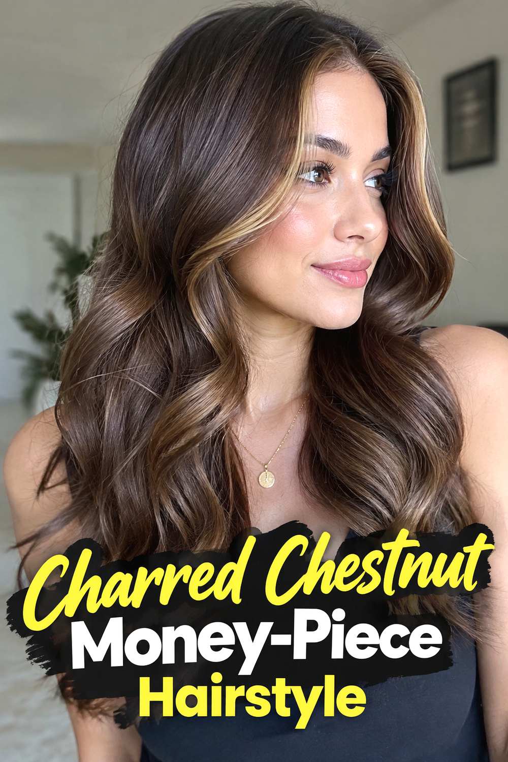 Charred Chestnut Money-Piece Hairstyle