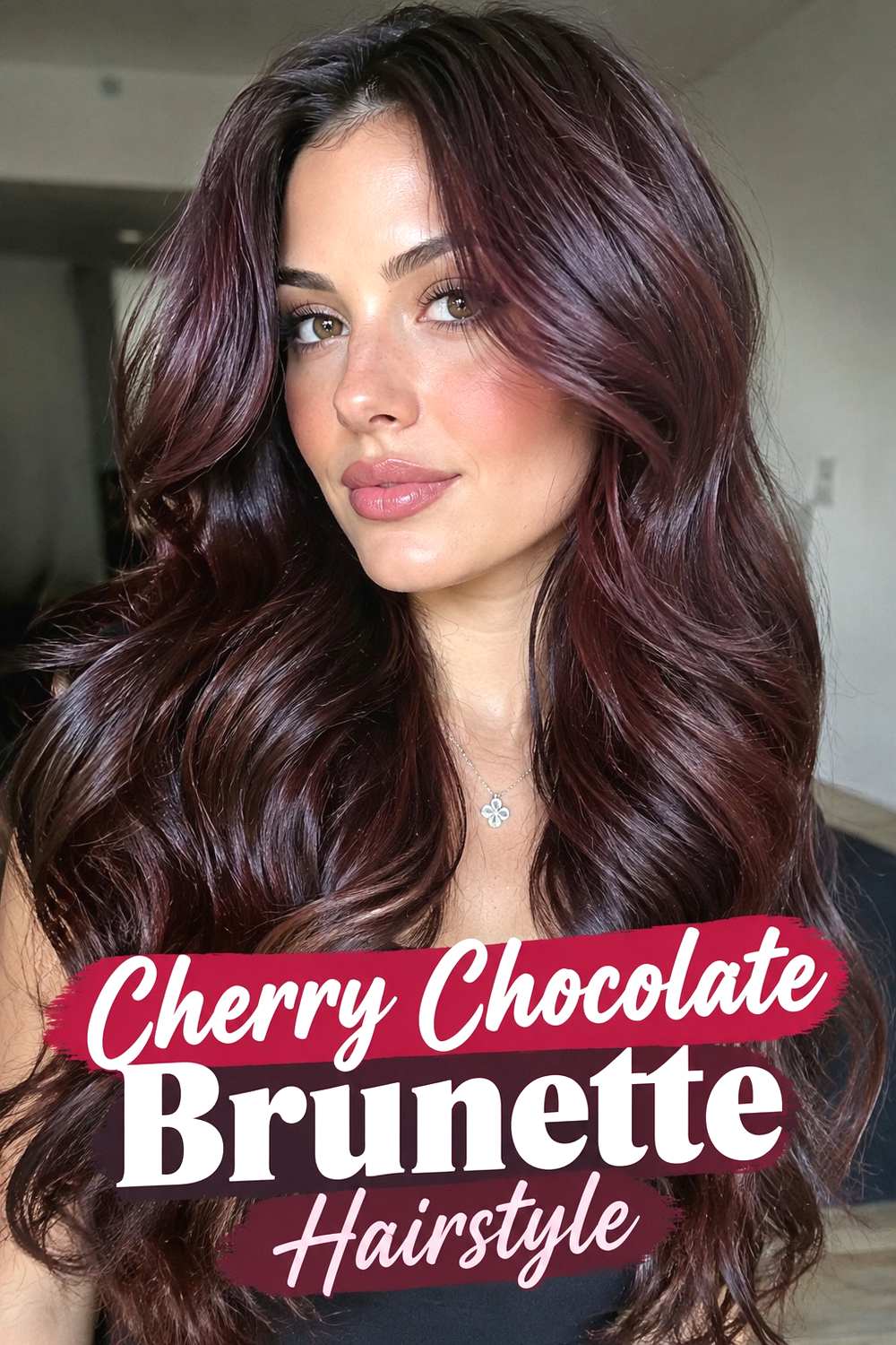 14. Cherry Chocolate Brunette Hairstyle