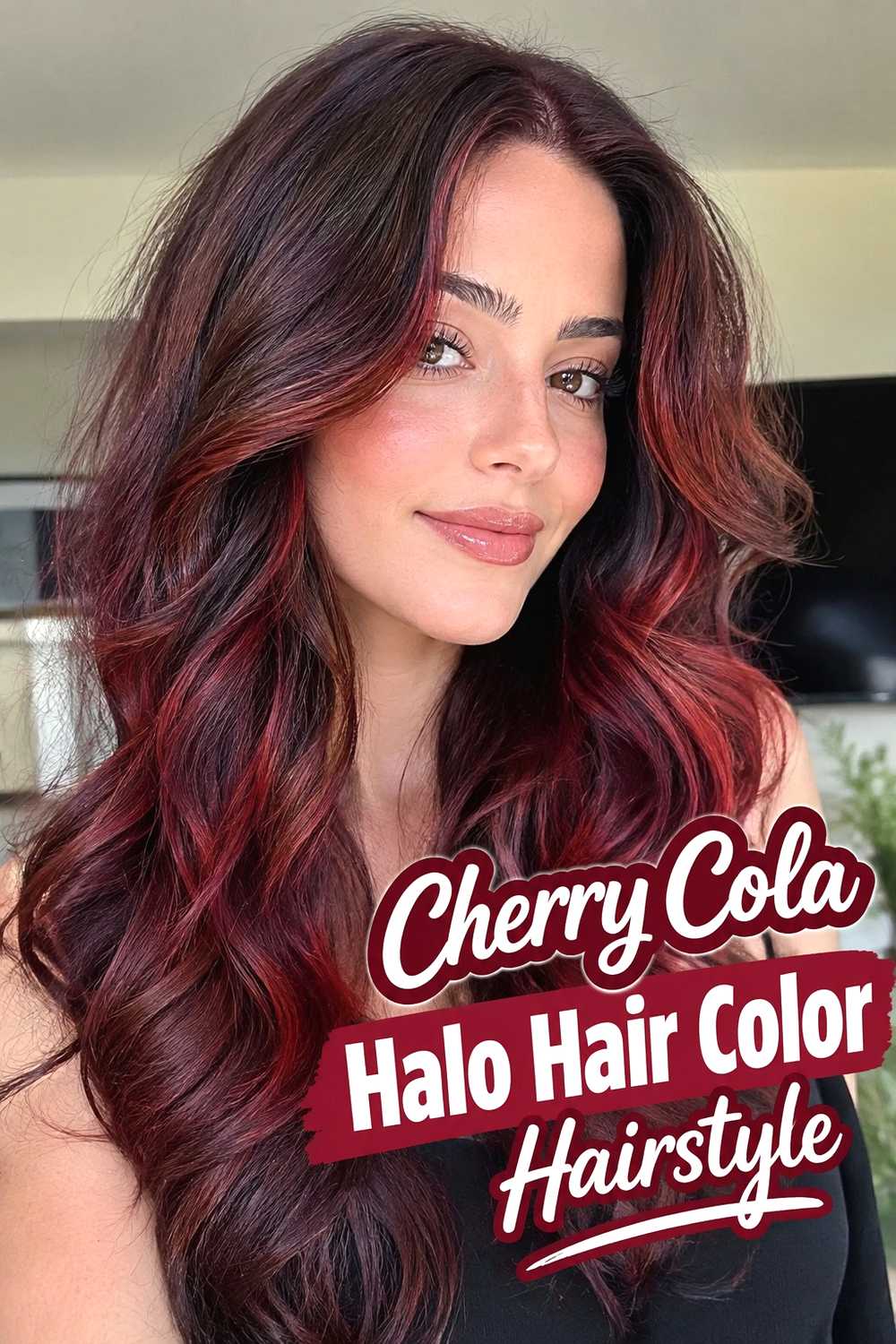4. Cherry Cola Halo Hair Color Hairstyle