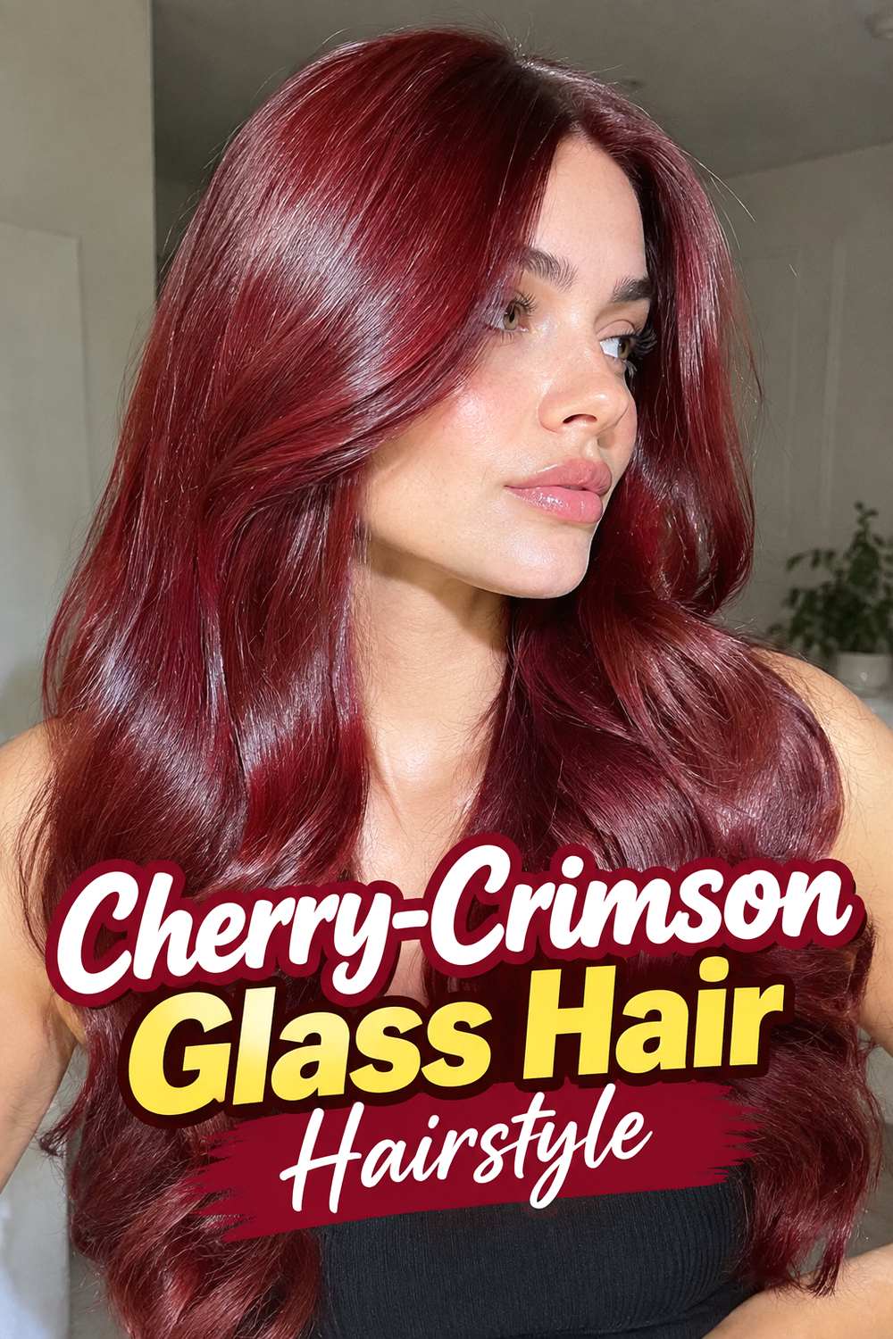Cherry-Crimson Glass Hair Hairstyle