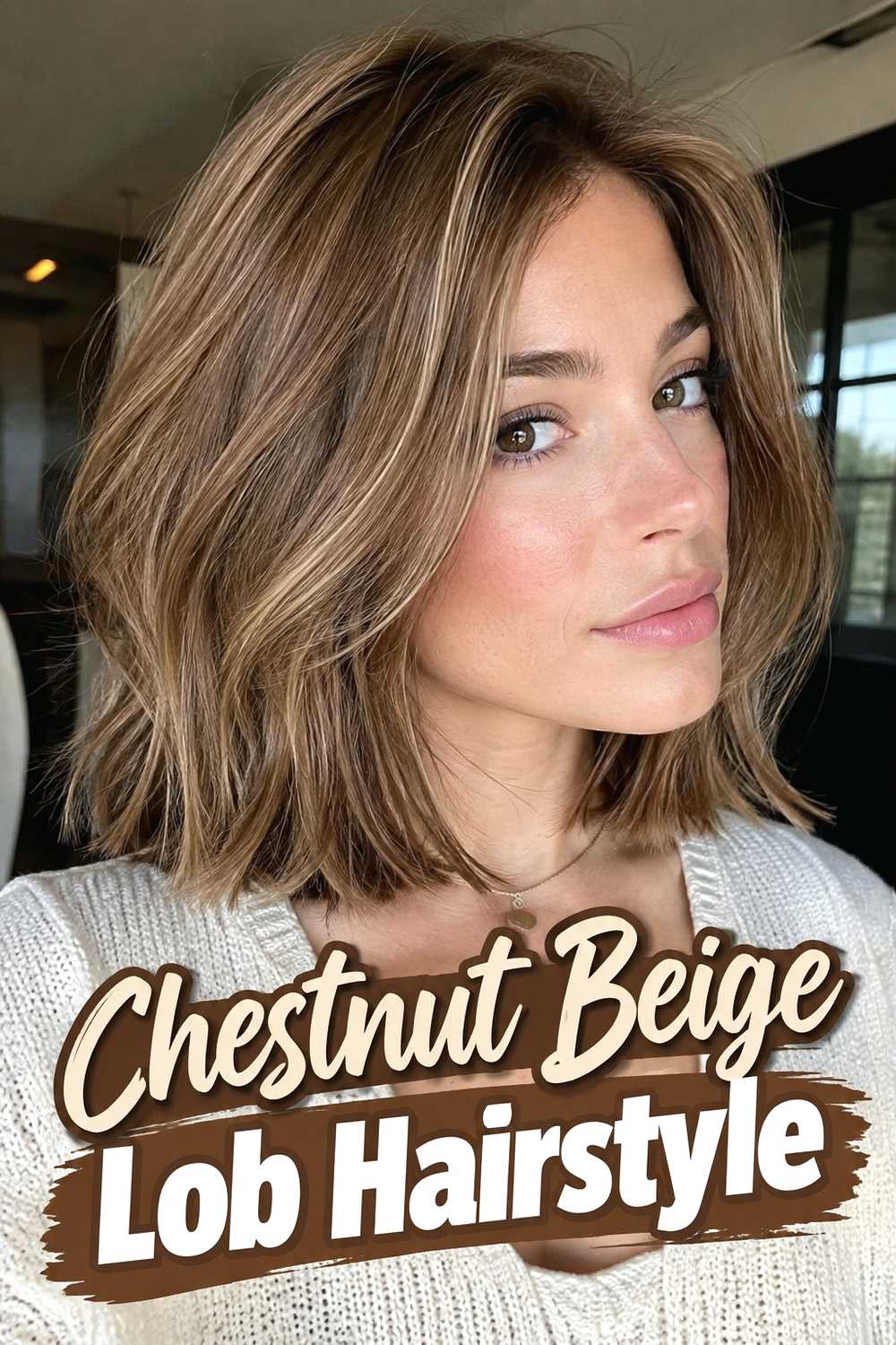 12. Chestnut Beige Lob Hairstyle