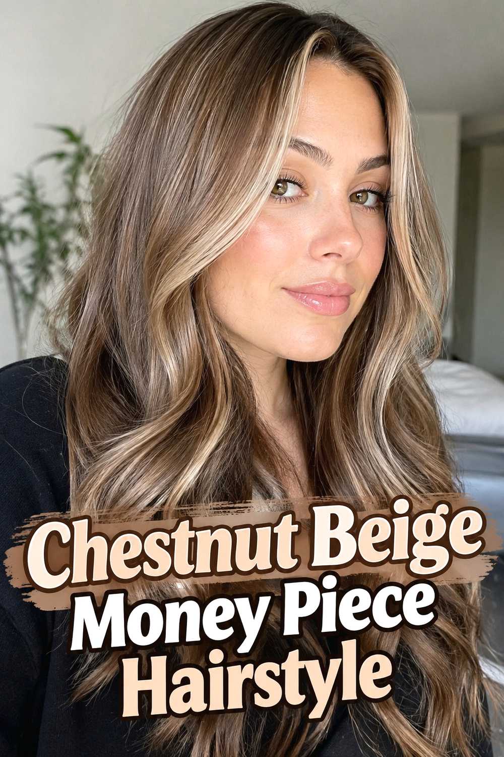 7. Chestnut Beige Money Piece Hairstyle