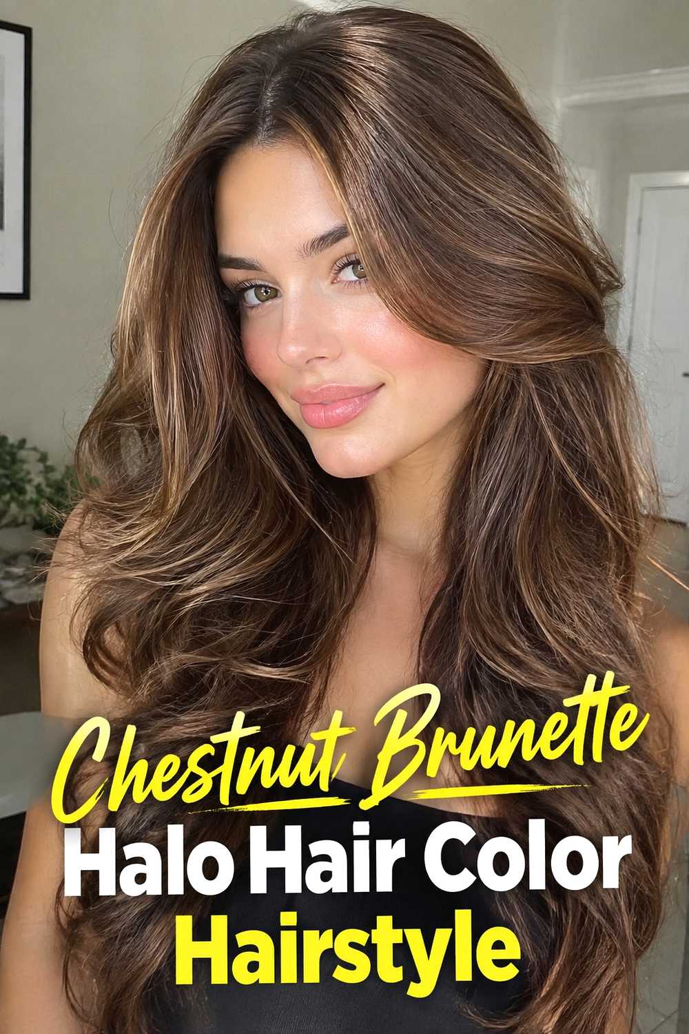 7. Chestnut Brunette Halo Hair Color Hairstyle