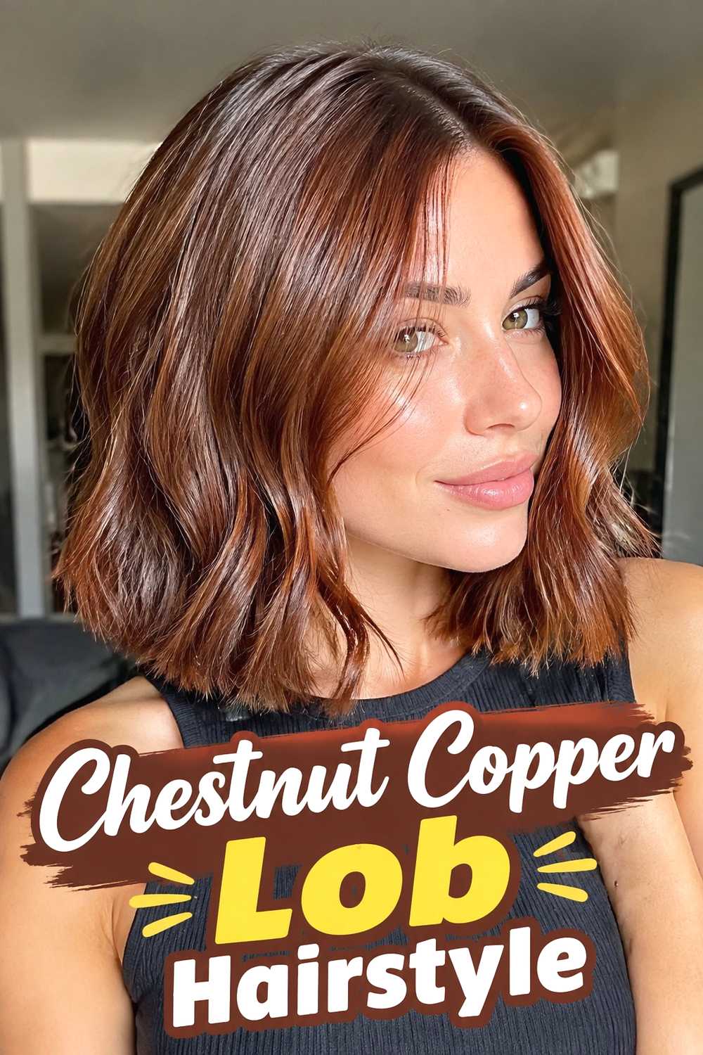 7. Chestnut Copper Lob Hairstyle