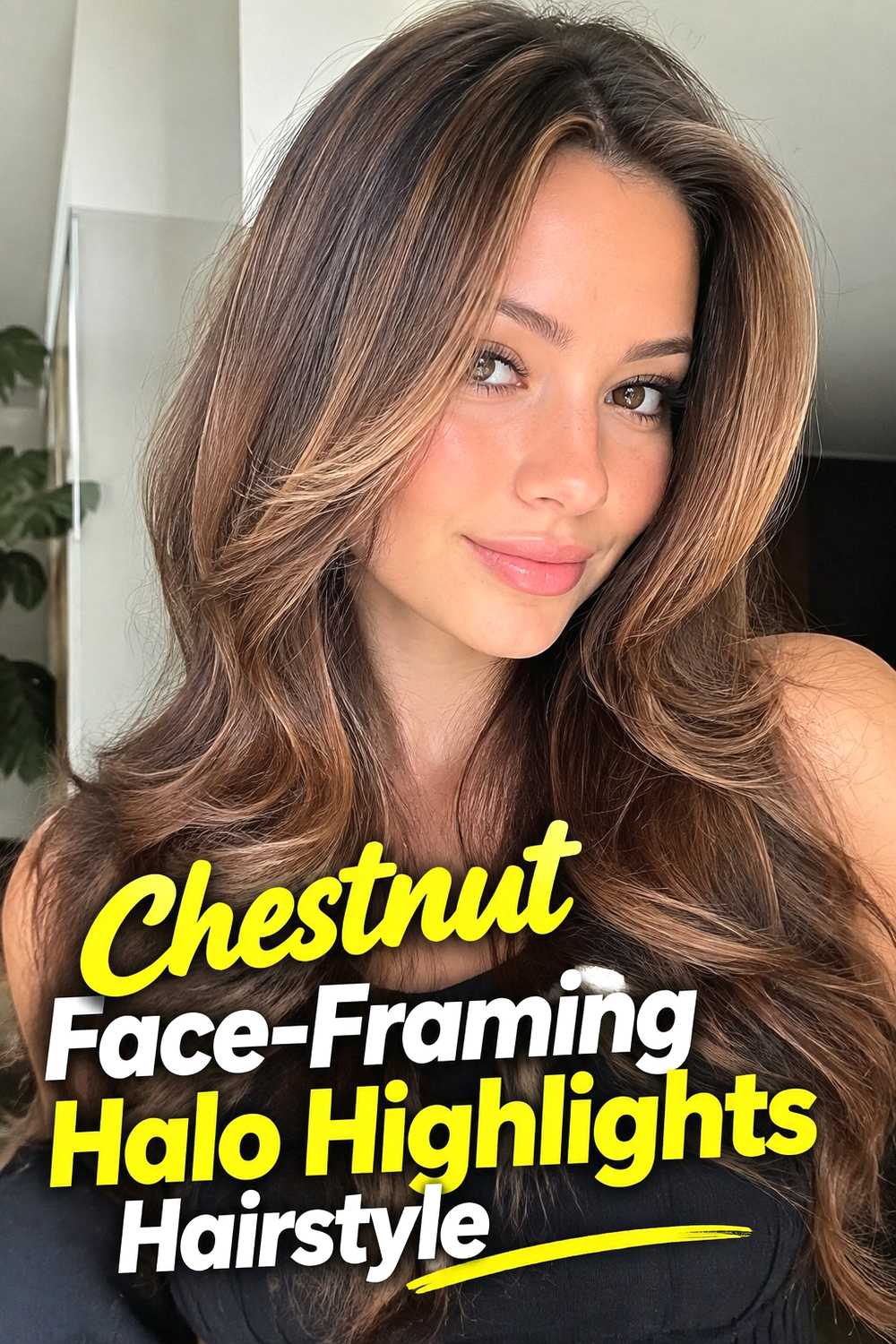 10. Chestnut Face Framing Halo Highlights Hairstyle